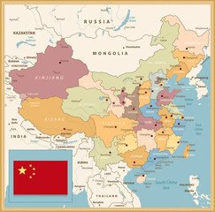Obraz premium China Map Retro Colors