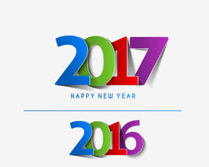 Happy new year 2017 & 2016 Text Design vector