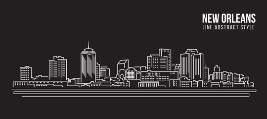 Cityscape Building Line art Vector Illustration design - New Orleans city