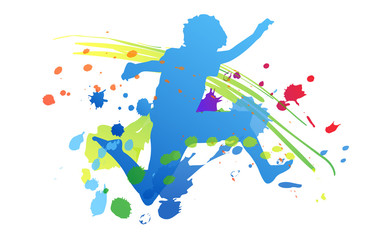 bambino, saltare, cromoterapia, gioco, giocare