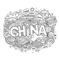 China hand lettering and doodles elements background