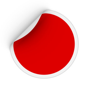 Blank Red Circle Sticker With Peeling Corner 3D Illustration