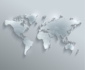 World political map vector individual states separate