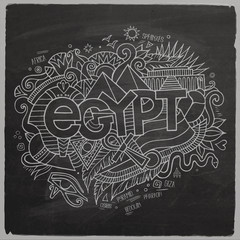 Egypt hand lettering and doodles elements background.