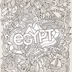 Egypt hand lettering and doodles elements background