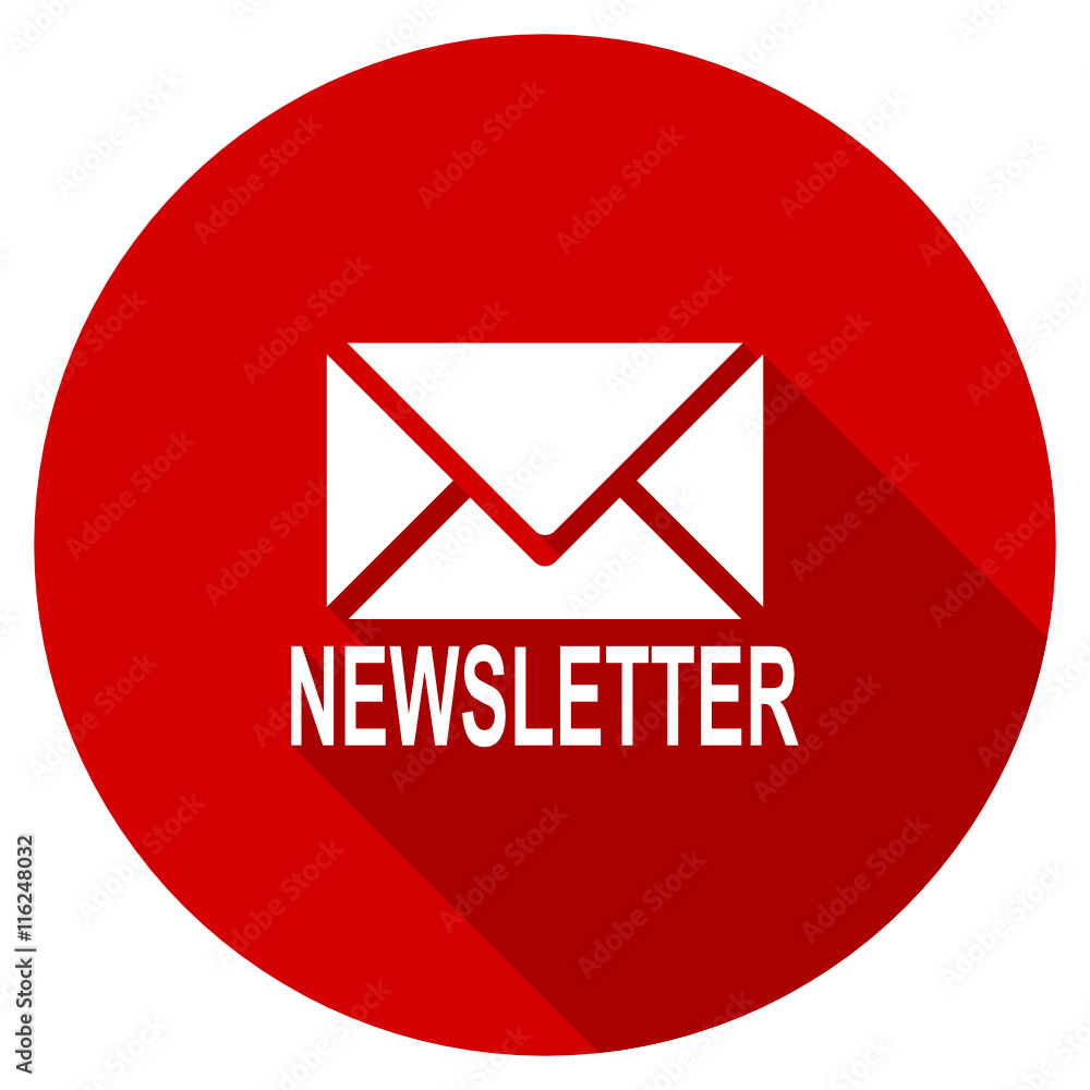 Poster flat design red round web newsletter vector icon