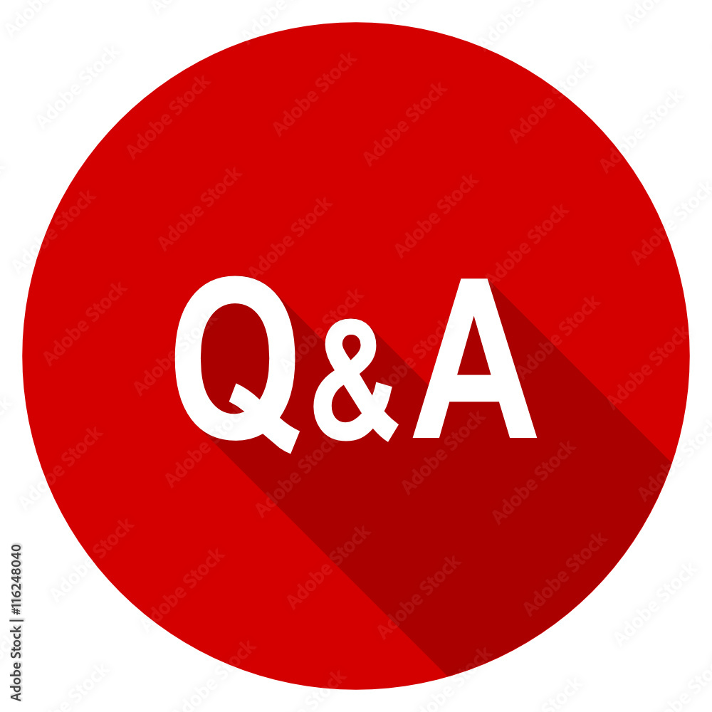 Poster Flat design red round web question answer vector icon