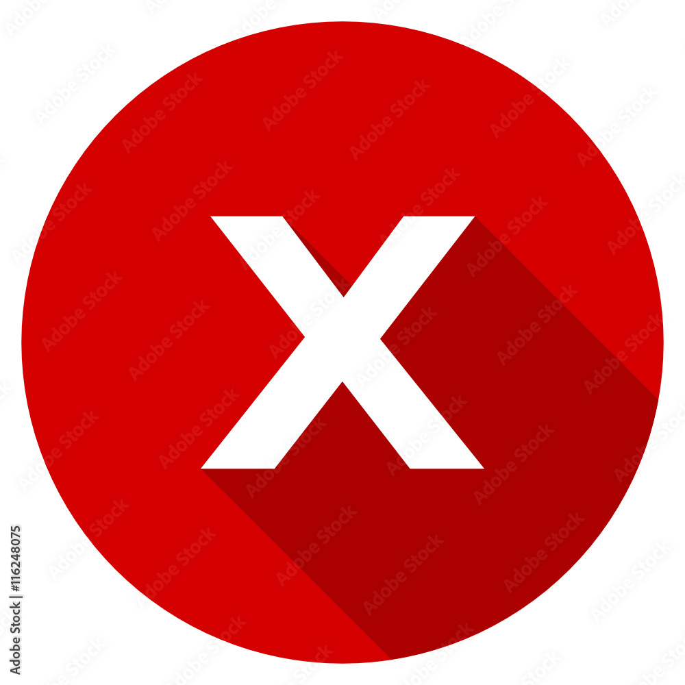 Poster flat design red round cancel vector icon