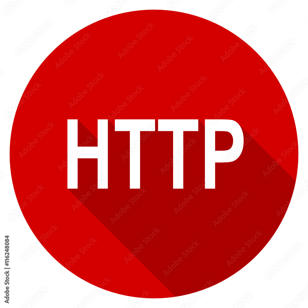 Poster flat design red round http vector icon