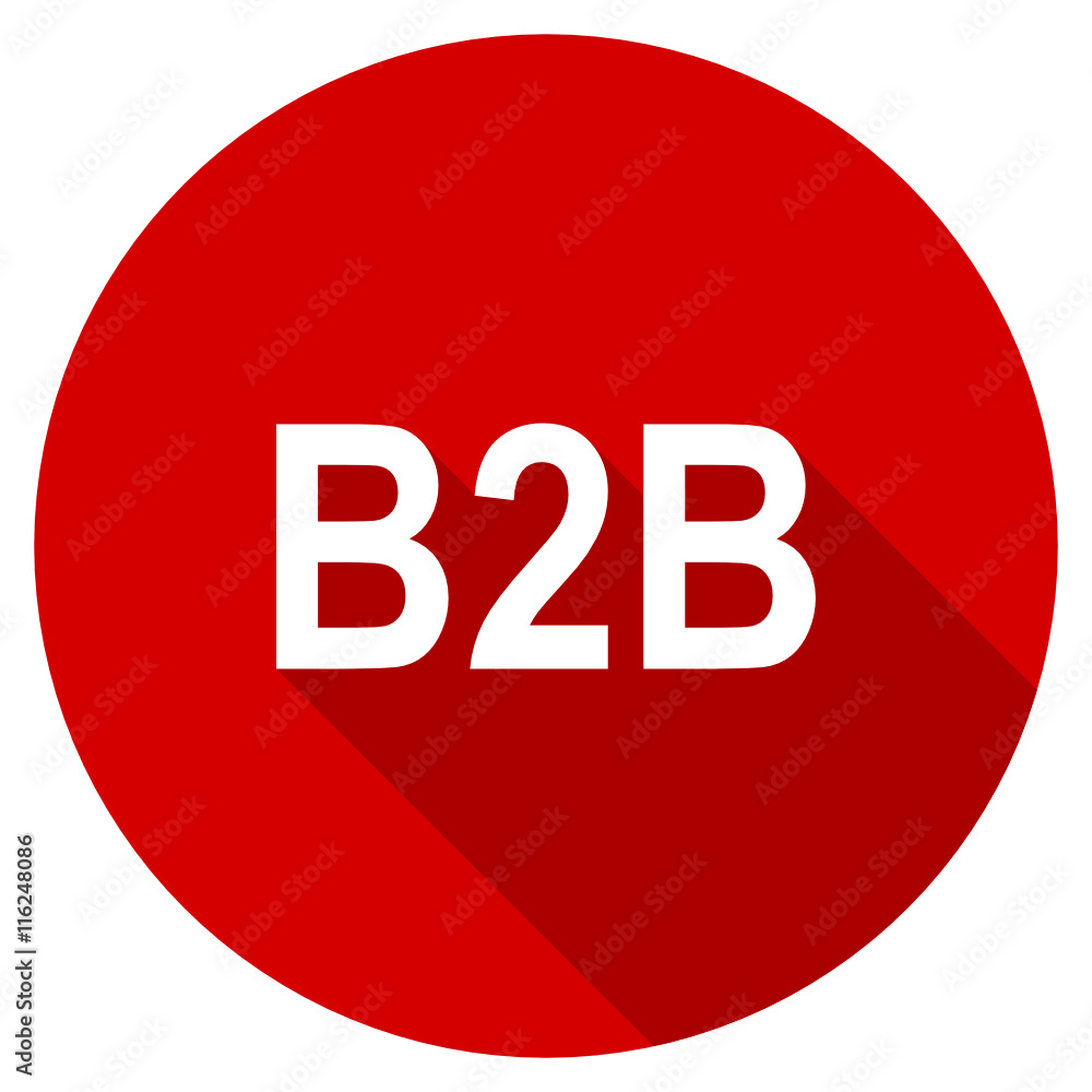 Poster Flat design red round b2b vector icon