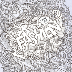 Fototapeta na wymiar Fashion hand lettering and doodles elements background