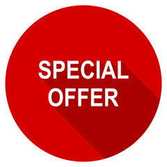 Flat design red round web special offer vector icon