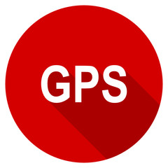 Flat design red round gps vector icon