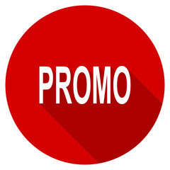 Flat design red round promo vector icon