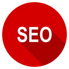 Flat design red round seo vector icon