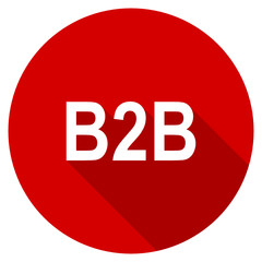 Flat design red round b2b vector icon