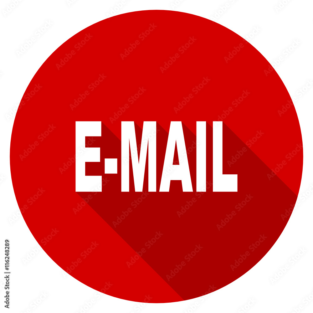 Poster Flat design red round mail vector icon