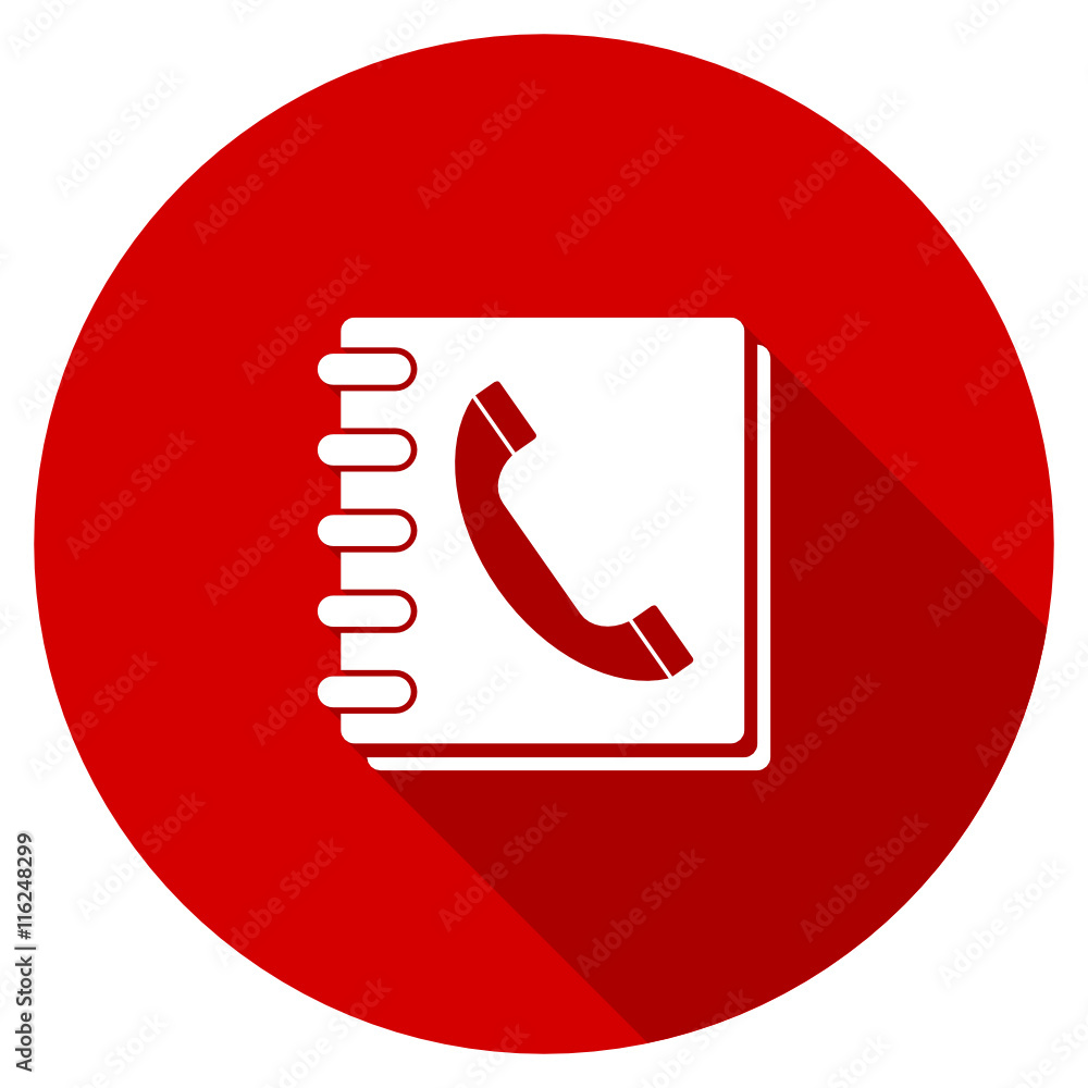 Poster flat design red round phonebook vector icon