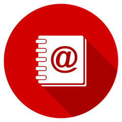 Flat design red round mail vector icon