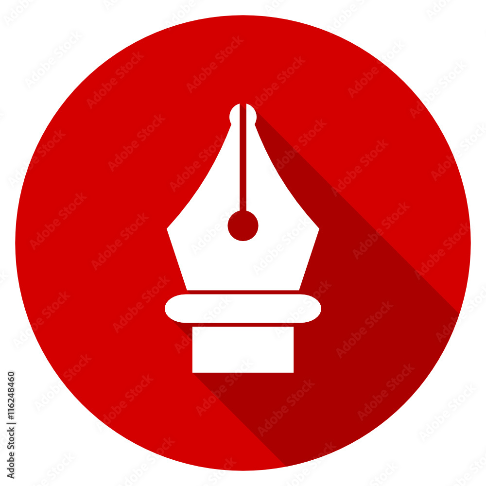 Poster flat design red web pen vector icon