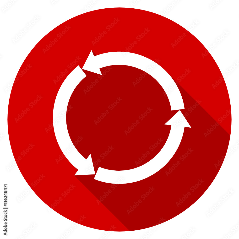 Poster Flat design red web recycling vector icon