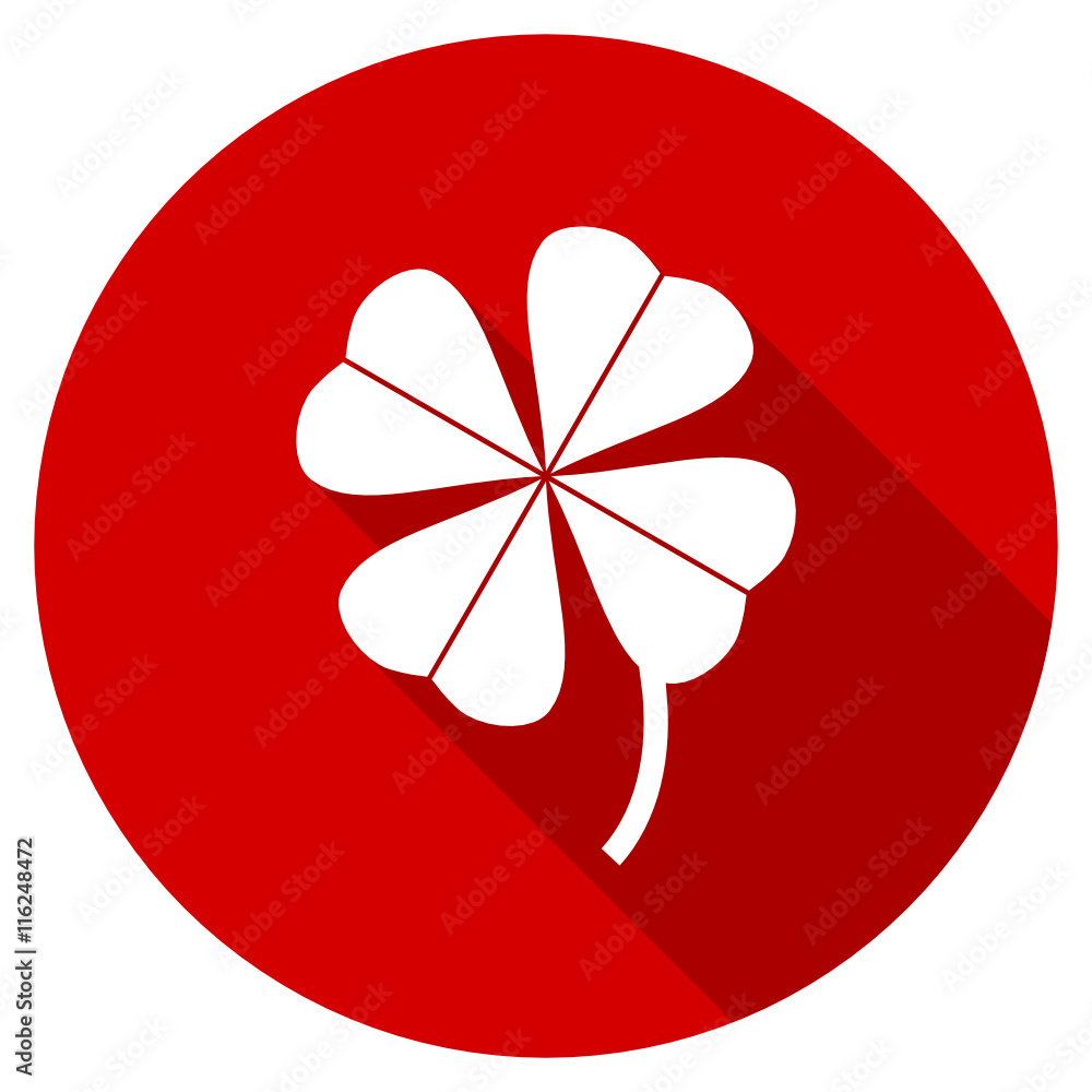 Leinwandbilder flat design round red web four-leaf clover vector icon