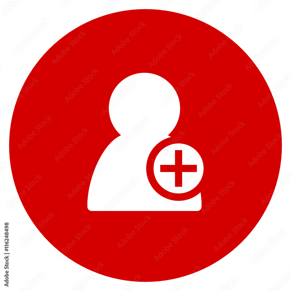 Poster Flat design round red web add contact vector icon