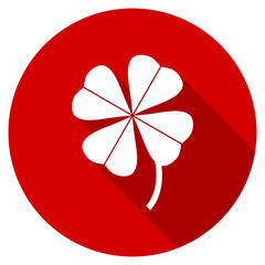 Flat design round red web four-leaf clover vector icon