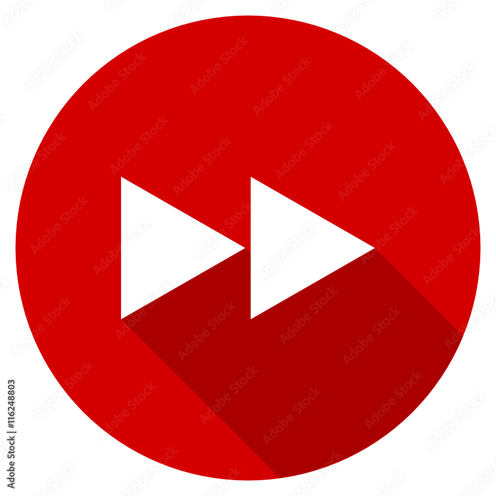 Poster flat design red round forward vector icon