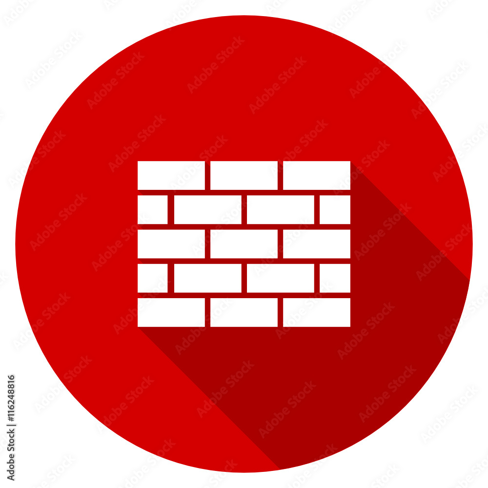 Poster flat design red round firewall vector icon