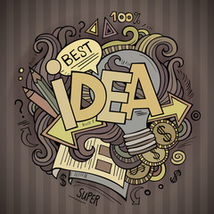 Idea hand lettering and doodles cartoon elements background