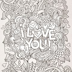 Love hand lettering and doodles elements background