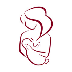 Stylized silhouette of breastfeeding woman.