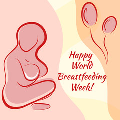 Stylized image of woman breastfeeding baby.