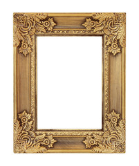 The antique gold frame on the white background