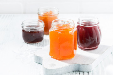 assortment of fruit jams