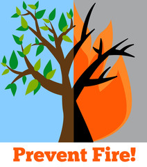  Stop fire vector image. Wildfire alert
