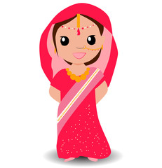 Cute indian girl in saree. Smiling little girl