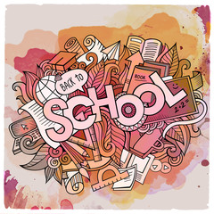 School hand lettering and doodles elements and symbols emblem
