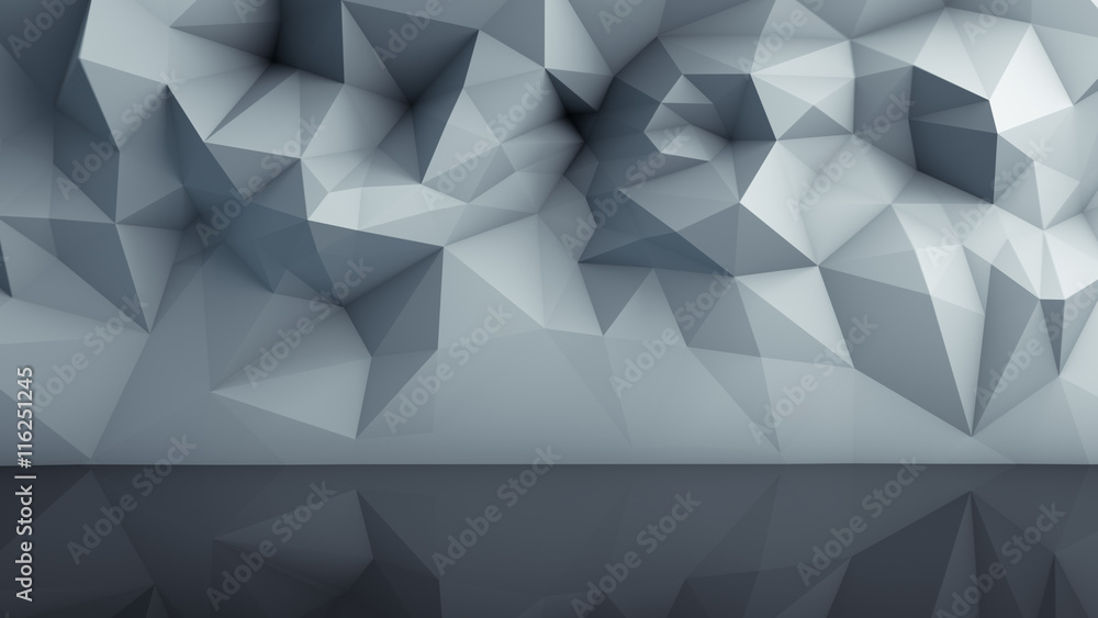 Poster polygonal surface with reflection 3d render