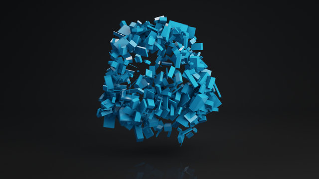 Ball cluster of bricks abstract shape 3D render