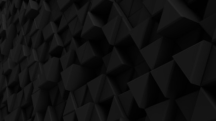 Fototapeta premium Black wall of extruded triangles 3D render