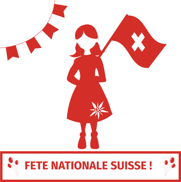 Greeting card image for Switzerland national day.
