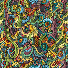 Abstract vector decorative ethnic hand drawn seamless pattern