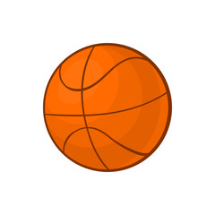Basketball ball icon in cartoon style on a white background