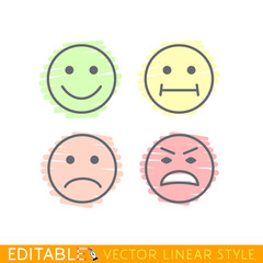 Smile set icon Editable vector graphic in linear style.