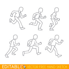 Phases of run, state for animation. Editable vector graphic in linear style.