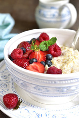 Oat porridge with fresh berries.