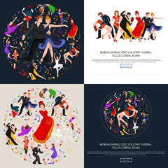 Dancing People, Dancer Bachata, Hiphop, Salsa, Indian, Ballet, Strip, Rock and Roll, Break, Flamenco, Tango, Contemporary, Belly Dance Pictogram Icon. Dancing style of design concept set