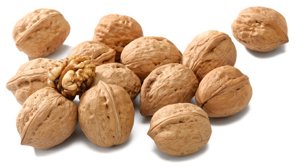 cracking walnuts on white